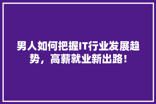 男人如何把握IT行业发展趋势，高薪就业新出路！ 百度SEO