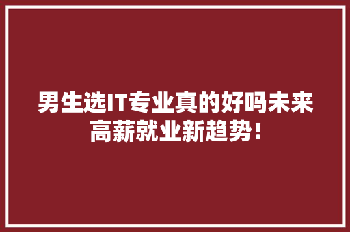 男生选IT专业真的好吗未来高薪就业新趋势！ 百度SEO
