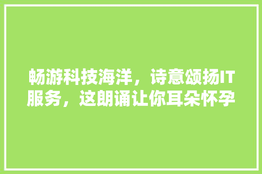 畅游科技海洋，诗意颂扬IT服务，这朗诵让你耳朵怀孕！ 必应SEO