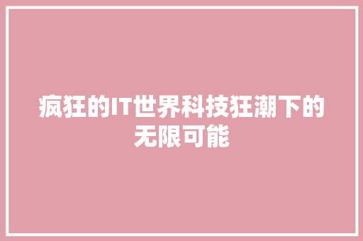 疯狂的IT世界科技狂潮下的无限可能 百度SEO