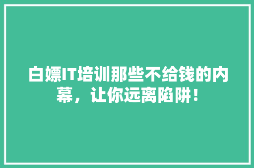 白嫖IT培训那些不给钱的内幕，让你远离陷阱！ 必应SEO