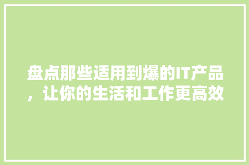 盘点那些适用到爆的IT产品，让你的生活和工作更高效！ 必应SEO