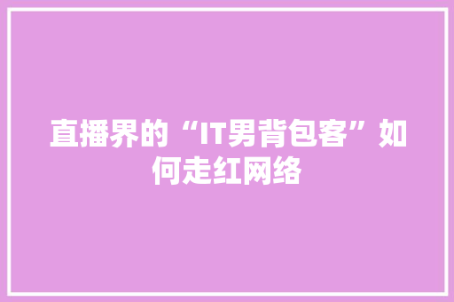直播界的“IT男背包客”如何走红网络 百度SEO