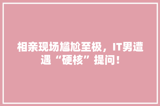 相亲现场尴尬至极，IT男遭遇“硬核”提问！ 百度SEO