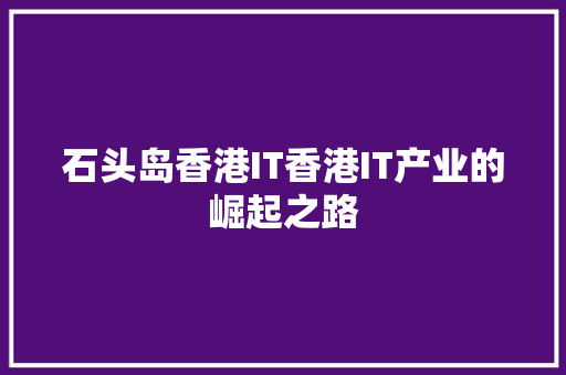 石头岛香港IT香港IT产业的崛起之路 神马SEO