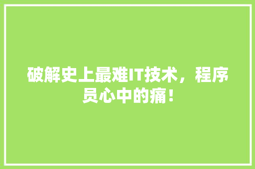破解史上最难IT技术，程序员心中的痛！ 必应SEO