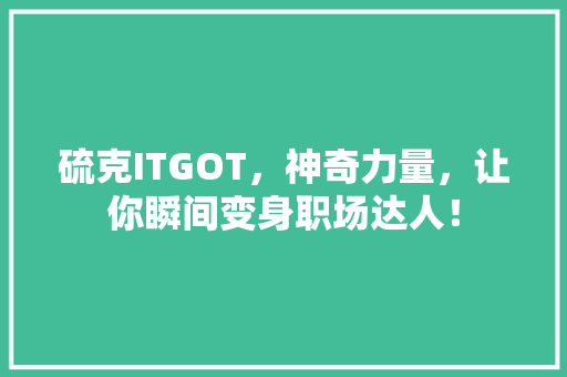 硫克ITGOT，神奇力量，让你瞬间变身职场达人！ 百度SEO