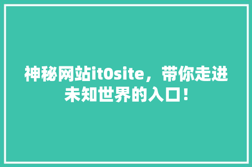 神秘网站it0site，带你走进未知世界的入口！ 必应SEO