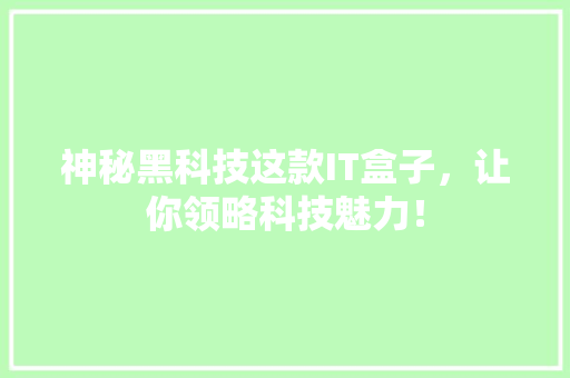 神秘黑科技这款IT盒子，让你领略科技魅力！ 必应SEO