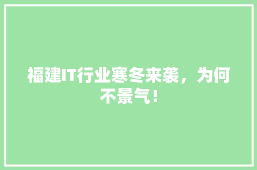 福建IT行业寒冬来袭，为何不景气！ 神马SEO