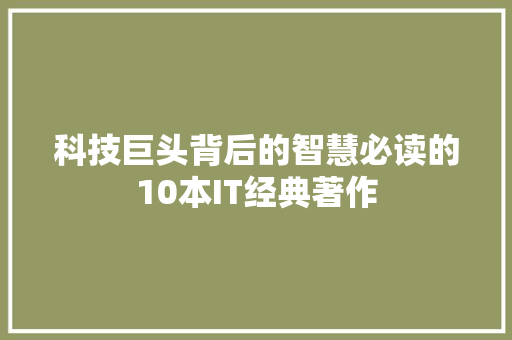 科技巨头背后的智慧必读的10本IT经典著作 必应SEO