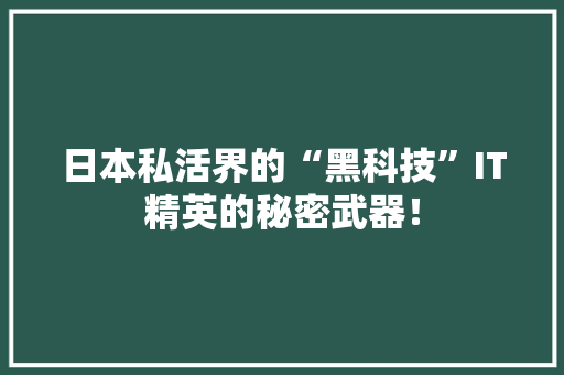日本私活界的“黑科技”IT精英的秘密武器！ GoogleSEO