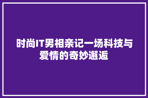 时尚IT男相亲记一场科技与爱情的奇妙邂逅 百度SEO