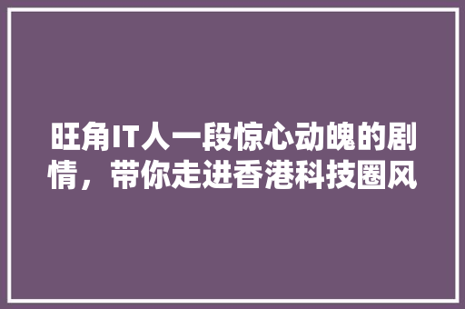 旺角IT人一段惊心动魄的剧情，带你走进香港科技圈风云 搜狗SEO