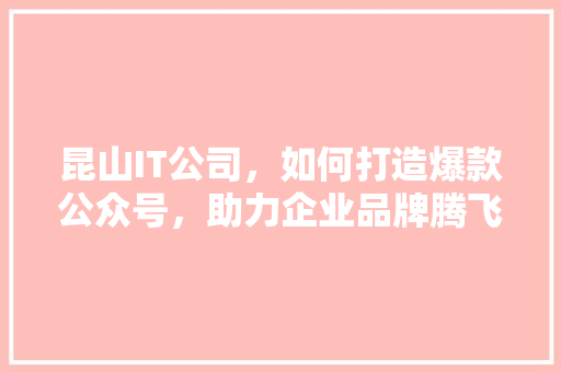 昆山IT公司，如何打造爆款公众号，助力企业品牌腾飞！ 必应SEO