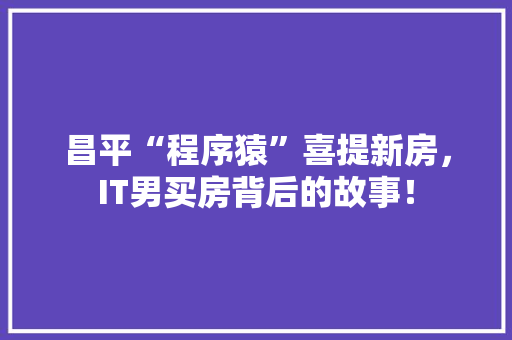 昌平“程序猿”喜提新房，IT男买房背后的故事！ 必应SEO