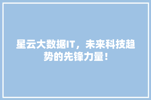 星云大数据IT，未来科技趋势的先锋力量！