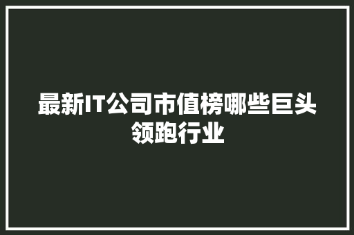 最新IT公司市值榜哪些巨头领跑行业 必应SEO