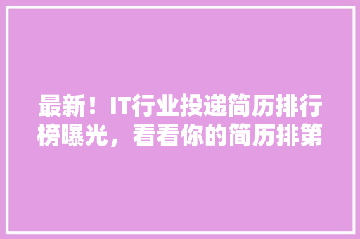 最新！IT行业投递简历排行榜曝光，看看你的简历排第几 神马SEO