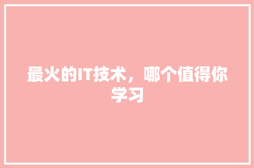 最火的IT技术，哪个值得你学习 百度SEO