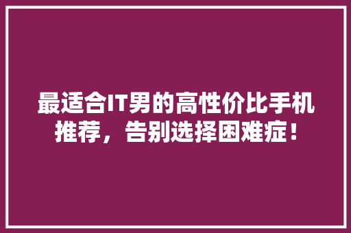 最适合IT男的高性价比手机推荐，告别选择困难症！ 必应SEO