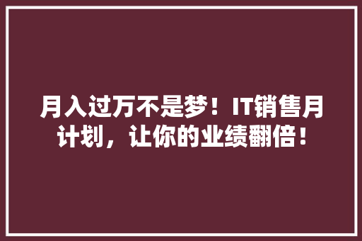 月入过万不是梦！IT销售月计划，让你的业绩翻倍！ 神马SEO