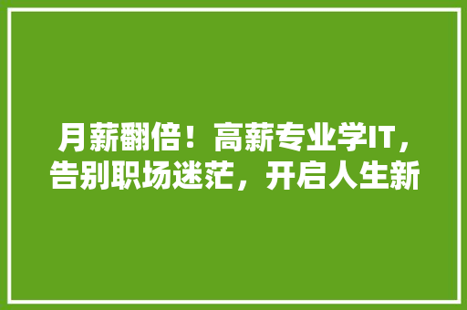 月薪翻倍！高薪专业学IT，告别职场迷茫，开启人生新篇章！ GoogleSEO