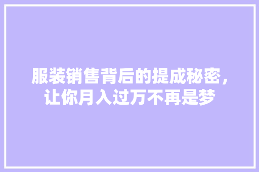 服装销售背后的提成秘密，让你月入过万不再是梦 百度SEO