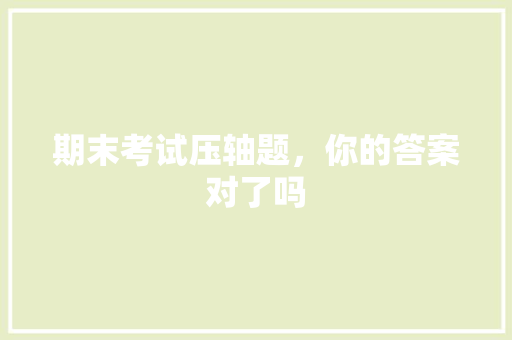 期末考试压轴题，你的答案对了吗 百度SEO