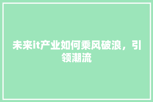 未来it产业如何乘风破浪，引领潮流 必应SEO