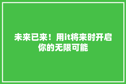 未来已来！用it将来时开启你的无限可能 神马SEO