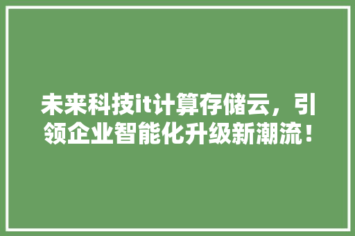 未来科技it计算存储云，引领企业智能化升级新潮流！ 搜狗SEO