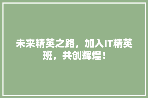 未来精英之路，加入IT精英班，共创辉煌！ 搜狗SEO