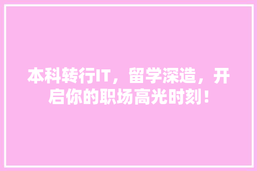 本科转行IT，留学深造，开启你的职场高光时刻！ 神马SEO