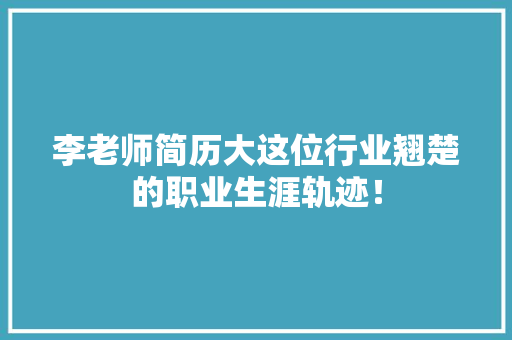 李老师简历大这位行业翘楚的职业生涯轨迹！ GoogleSEO