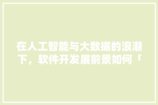 在人工智能与大数据的浪潮下，软件开发展前景如何「为什么软件开发需要过程」 在人工智能与大数据的浪潮下，软件开发展前景如何「为什么软件开发需要过程」 百度SEO