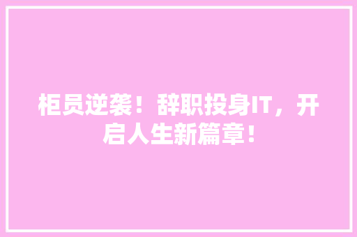 柜员逆袭！辞职投身IT，开启人生新篇章！ 百度SEO