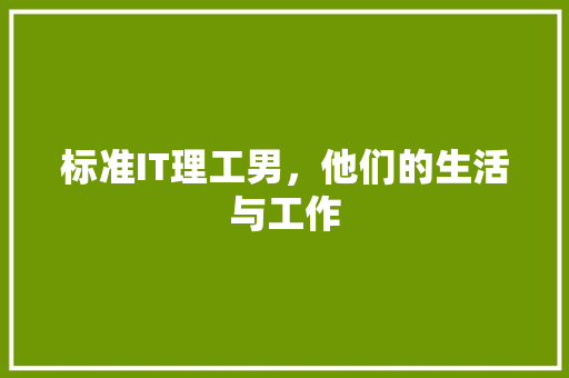 标准IT理工男，他们的生活与工作 搜狗SEO