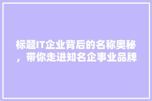 标题IT企业背后的名称奥秘，带你走进知名企事业品牌故事！