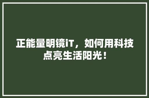正能量明镜iT，如何用科技点亮生活阳光！ 必应SEO