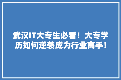 武汉IT大专生必看！大专学历如何逆袭成为行业高手！ GoogleSEO