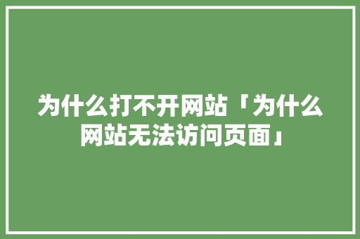 为什么打不开网站「为什么网站无法访问页面」 为什么打不开网站「为什么网站无法访问页面」 GoogleSEO