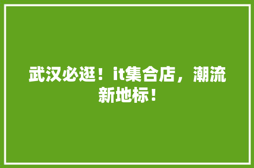 武汉必逛！it集合店，潮流新地标！ 神马SEO