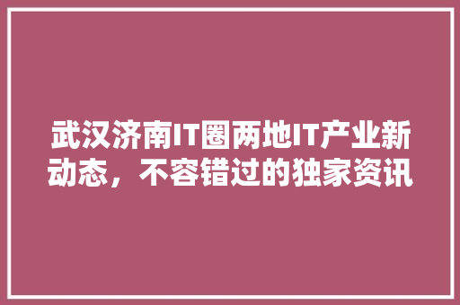 武汉济南IT圈两地IT产业新动态，不容错过的独家资讯！ 必应SEO