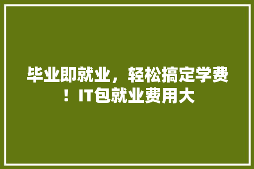 毕业即就业，轻松搞定学费！IT包就业费用大 GoogleSEO