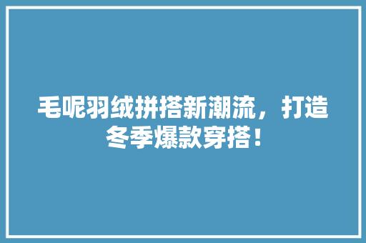 毛呢羽绒拼搭新潮流，打造冬季爆款穿搭！ 神马SEO