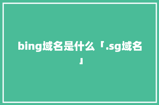 bing域名是什么「.sg域名」 bing域名是什么「.sg域名」 百度SEO