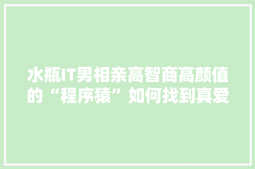 水瓶IT男相亲高智商高颜值的“程序猿”如何找到真爱 百度SEO