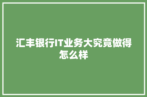 汇丰银行IT业务大究竟做得怎么样 必应SEO