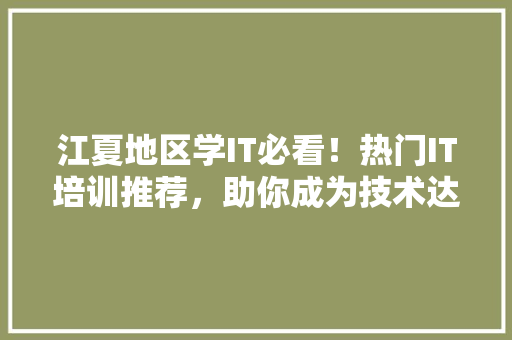 江夏地区学IT必看！热门IT培训推荐，助你成为技术达人！ 百度SEO